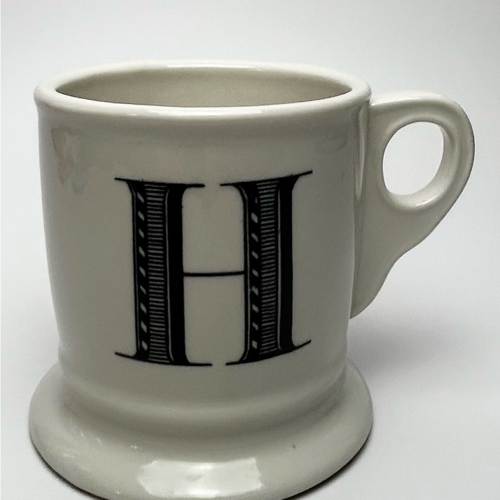 Anthropologie Initial Monogram Letter H White Coffee Tea Mug